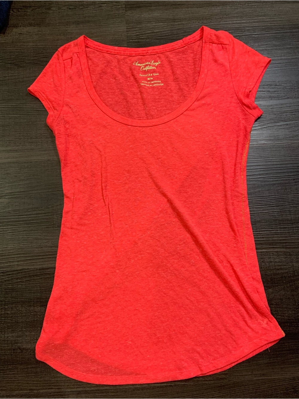 American Eagle Outfitters Red Scoop Neck Short Sleeve Tee